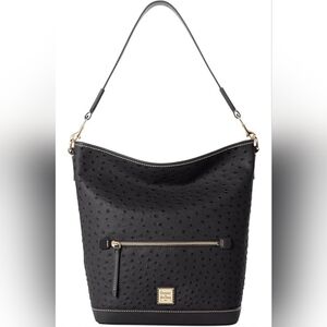 Dooney & Bourke Ostrich Black Leather Shoulder Bag Hobo
